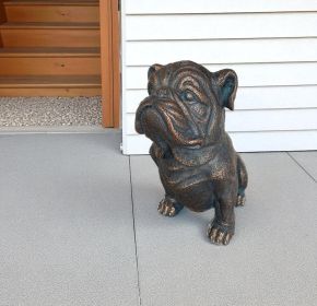 16" Antiqued Bronze Bulldog Outdoor Statue