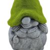 14" Gray And Green Polyresin Gnome Outdoor Statue