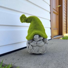 14" Gray And Green Polyresin Gnome Outdoor Statue