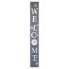 72" Gray And White Solid Wood Welcome Christmas Snowman Porch Sign