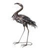 27" Copper And Silver Metal Flamingo Garden Accents Accessories