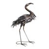 27" Copper And Silver Metal Flamingo Garden Accents Accessories