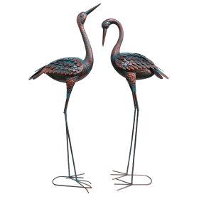 47" Copper And Green Metal Birds Garden Accents Accessories