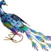 16" Purple Blue And Yellow Metal LED lights Birds Garden Accents Accessories