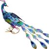 16" Purple Blue And Yellow Metal LED lights Birds Garden Accents Accessories