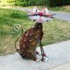 16" Brown Metal LED lights Cats Garden Accents Accessories