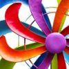 58" Purple Blue And Red Metal Windmill