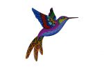 Set of Four Blue Purple And Red Metal Birds Garden Accents Accessories