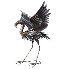 26" Copper And Silver Metal Flamingo Garden Accents Accessories