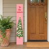 47" Pink And Green Solid Wood Christmas Christmas Tree Porch Sign