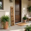 47" Black And Natural Solid Wood Welcome Porch Sign
