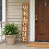 59" Natural And White Solid Wood Welcome Porch Sign