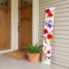 59" White Red And Purple Solid Wood Floral Bouquet Porch Sign
