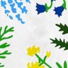 59" White Blue And Green Solid Wood Floral Bouquet Porch Sign