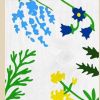59" White Blue And Green Solid Wood Floral Bouquet Porch Sign