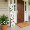 59" White Blue And Green Solid Wood Floral Bouquet Porch Sign