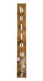 47" Natural And White Solid Wood Wildflowers Hello Porch Sign