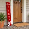 59" Red And White Solid Wood Happy Holidays Christmas Reindeer Porch Sign
