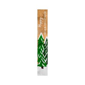 47" Green Natural And White Solid Wood Happy Holidays Christmas Christmas Trees Porch Sign