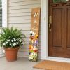 59" Green Natural And White Solid Wood Welcome Porch Sign