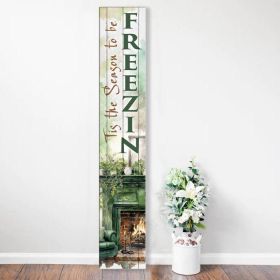 46" Brown White And Green Solid Wood Baby It's Cold Outside Porch Sign