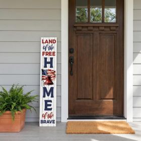 46" Red White And Blue Solid Wood Land Of The Free Home of the Brave Porch Sign