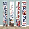 46" Red White And Blue Solid Wood Land of the Free Porch Sign