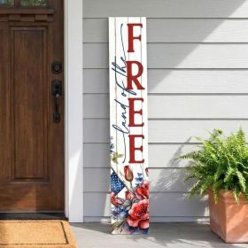 46" Red White And Blue Solid Wood Land of the Free Porch Sign