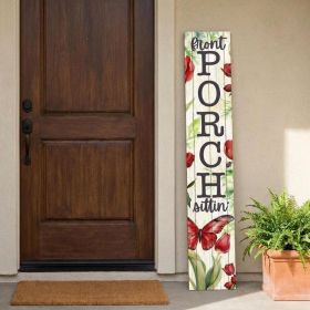 46" White Green And Red Solid Wood Front Porch Sittin' Butterfly Porch Sign