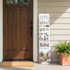 46" White Blue And Taupe Solid Wood Relax You're On Lake Time Porch Sign