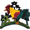 8" Black Yellow Red And Green Cast Iron Rooster Garden Hose Hanger