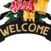 8" Black Yellow And Pink Iron Floral Bouquet Welcome Garden Hose Hanger
