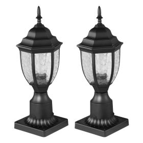 2 Pack Dusk to Dawn Outdoor Post Light, 15.35 in, Waterproof Lamp Post Light Fixtures with 3.5 in Pier Mount Base Glass Shade