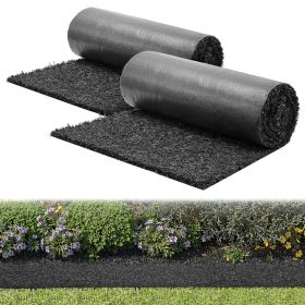 Rubber Mulch Mat Roll, 2 Rolls 96 x 24 in Recycled Rubber Mulch Mat, 0.5 Thick Cuttable, Reduced Weed Growth, Natural-Looking Weed Barrier Mat