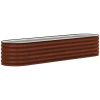 7.9' x 2' x 1.4' Galvanized Raised Garden Bed Kit, Metal Planter Box with Safety Edging, Brown