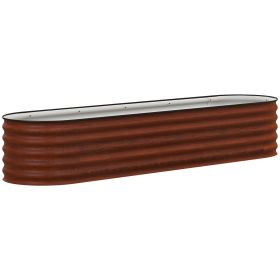 7.9' x 2' x 1.4' Galvanized Raised Garden Bed Kit, Metal Planter Box with Safety Edging, Brown