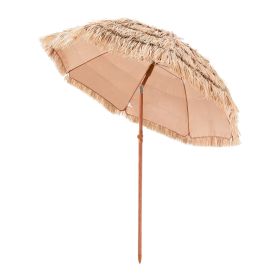 Tiki Umbrella, 6 ft Thatched Patio Umbrella with Tilt, Hawaiian Style Beach Parasol with Durable PP Thatch and 8 Metal Ribs