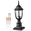 Dusk to Dawn Outdoor Post Light, 15.75 in Height, Waterproof Lamp Post Light Fixture with 5.5 in Pier Mount Base Glass Shade