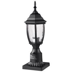 Dusk to Dawn Outdoor Post Light, 15.75 in Height, Waterproof Lamp Post Light Fixture with 5.5 in Pier Mount Base Glass Shade