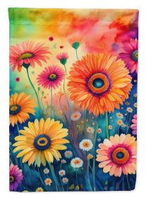 Gerbera Daisies in Color House Flag Large Porch Sleeve Pole Decorative Outside Yard Banner Artwork Wall Hanging, Polyester, House Size, Multicolo