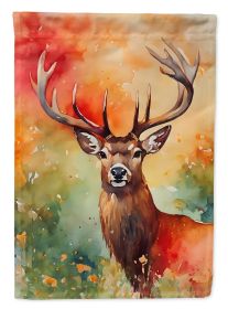 Deer Stag House Flag Large Porch Sleeve Pole Decorative Outside Yard Banner Artwork Wall Hanging, Polyester, House Size, Multicolor