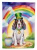 English Springer Spaniel St Patrick's Day House Flag Large Porch Sleeve Pole Decorative Outside Yard Banner Artwork Wall Hanging, Polyester
