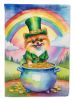 Pomeranian St Patrick's Day House Flag Large Porch Sleeve Pole Decorative Outside Yard Banner Artwork Wall Hanging, Polyester, House Size, Multicolor
