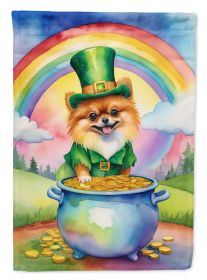 Pomeranian St Patrick's Day House Flag Large Porch Sleeve Pole Decorative Outside Yard Banner Artwork Wall Hanging, Polyester, House Size, Multicolor