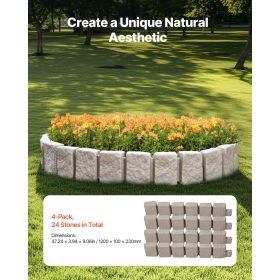 Faux Stone Landscape Edging, 47.2 x 9 in Realistic Lawn Edging, Flexible Brick-Sized Garden Edging Border with Anchoring Spikes