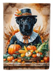Black Labrador Retriever Thanksgiving House Flag Large Porch Sleeve Pole Decorative Outside Yard Banner Artwork Wall Hanging, Polyester, House Si