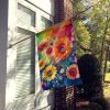 Gerbera Daisies in Color House Flag Large Porch Sleeve Pole Decorative Outside Yard Banner Artwork Wall Hanging, Polyester, House Size, Multicolor