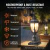 Dusk to Dawn Outdoor Post Light, 15.75 in Height, Waterproof Lamp Post Light Fixture with 5.5 in Pier Mount Base Glass Shade