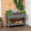 Elevated Planter Box Stand Wooden with 8 Slots and Shelf Dark Grey for Herbs Veggies Flowers