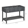 Elevated Planter Box Stand Wooden with 8 Slots and Shelf Dark Grey for Herbs Veggies Flowers